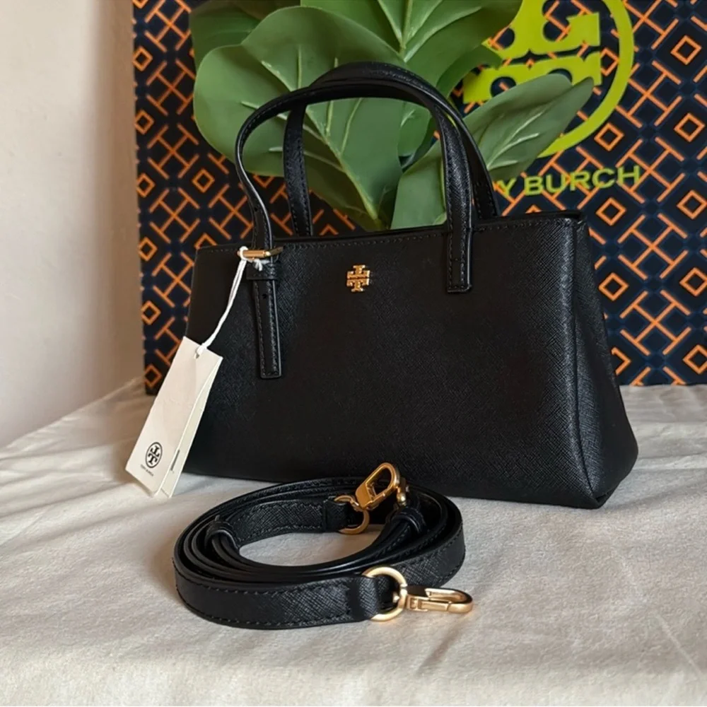NWT authentic tory burch black tote bag , crossbody & matching wallet - Picture 3 of 14